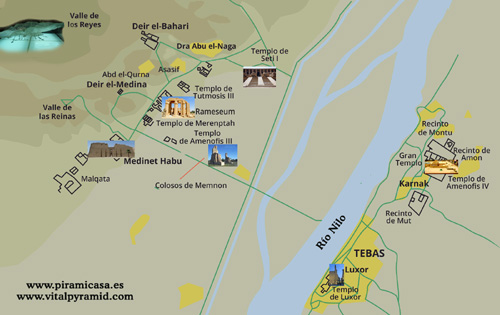 Mapa de Tebas y Valle de los Reyes